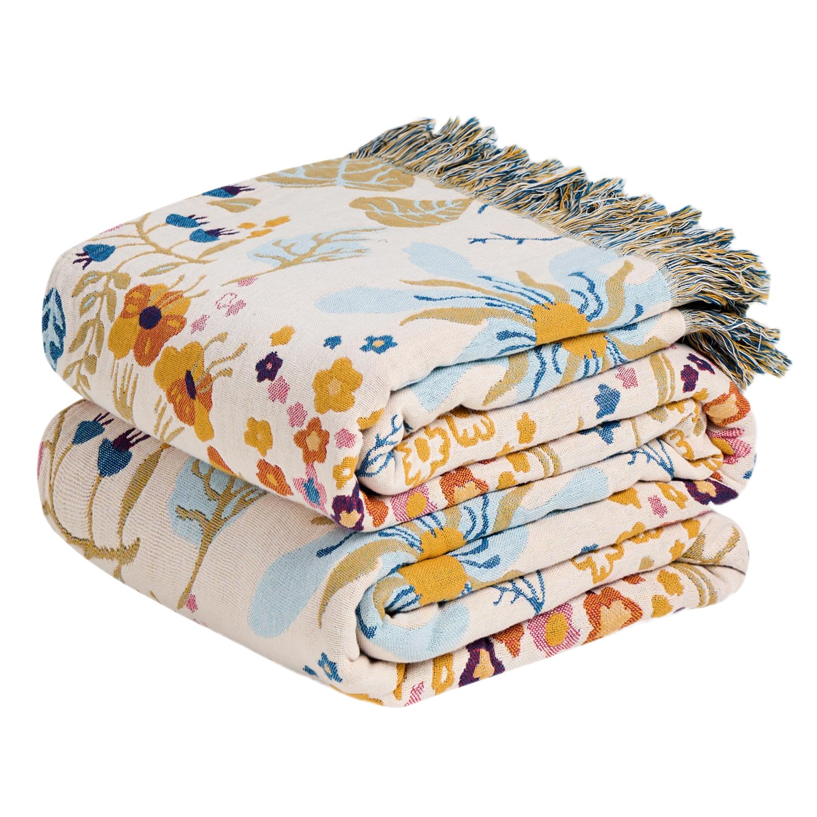 LUTBM Boho Throw Blanket for Bed 60"x80", All Season Cotton Couch Blankets