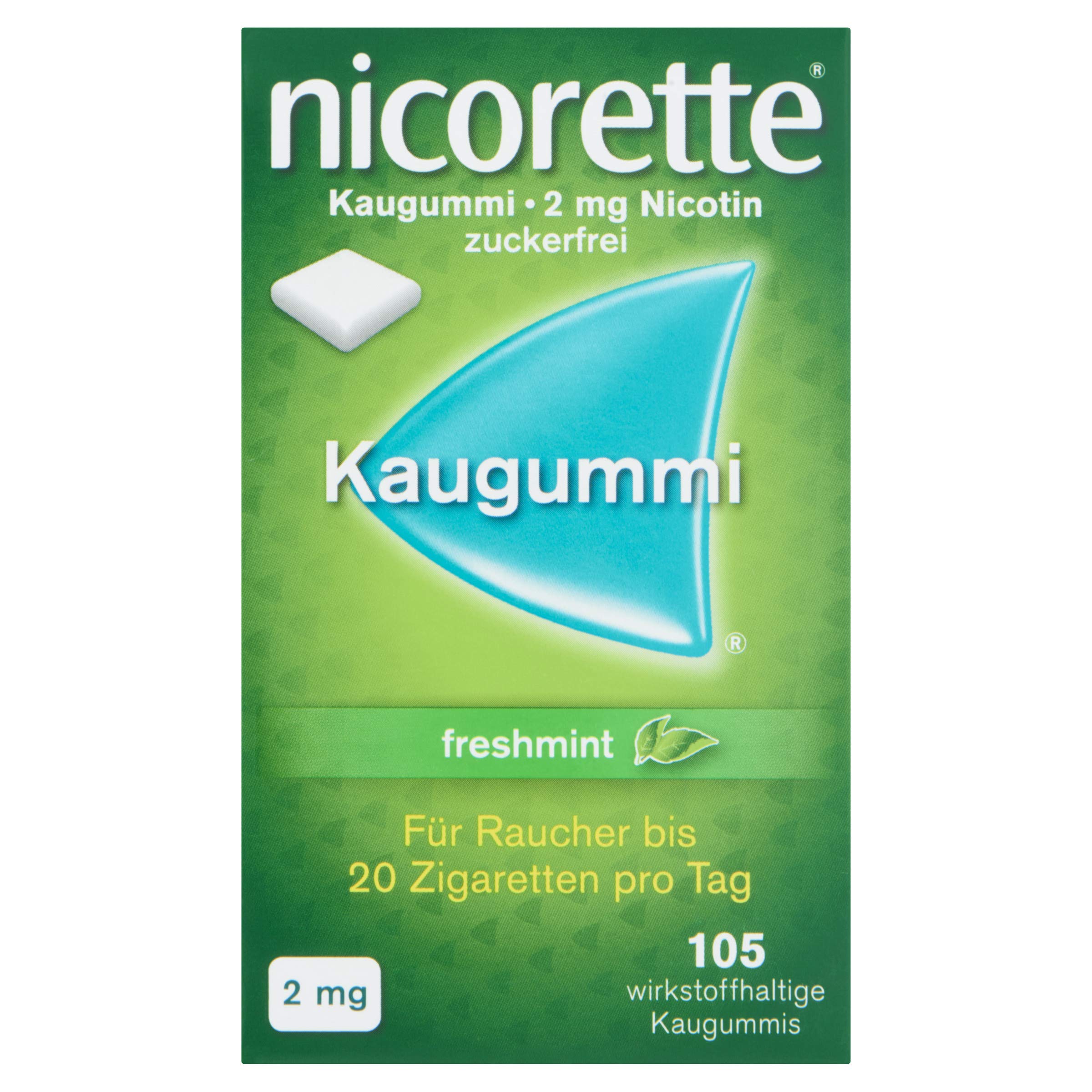 nicorette 2 mg Nikotinkaugummi freshmint zum Rauchen aufhören - 4x105 St.