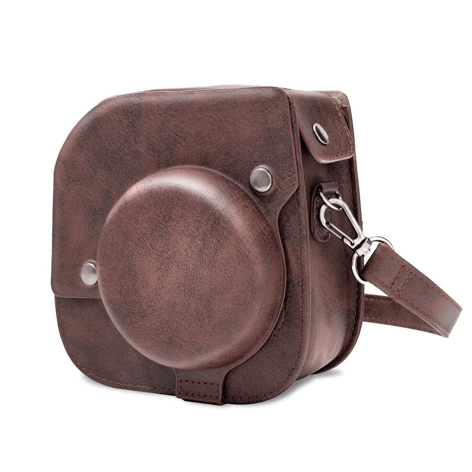 molshine Premium Protective Case Compatible with Fujifilm Instax Mini 12 11 9 8 Instant Camera, Portable Travel Storage Protector with Photos Pocket & Adjustable Shoulder Strap (Brown)