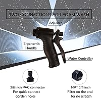 Vista 3 de Cañón de espuma para manguera de jardín, Pistola de espuma con medidor de relación de ajuste, Pistola de espuma y jabón para lavado de autos