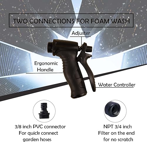 Miniatura 3 de Cañón de espuma para manguera de jardín, Pistola de espuma con medidor de relación de ajuste, Pistola de espuma y jabón para lavado de autos color