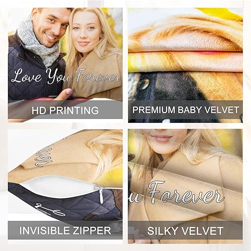Miniatura 5 de Funda de almohada personalizada con imagen, funda de almohada de terciopelo personalizada de 18 x 18 pulgadas con texto fotográfico, regalos