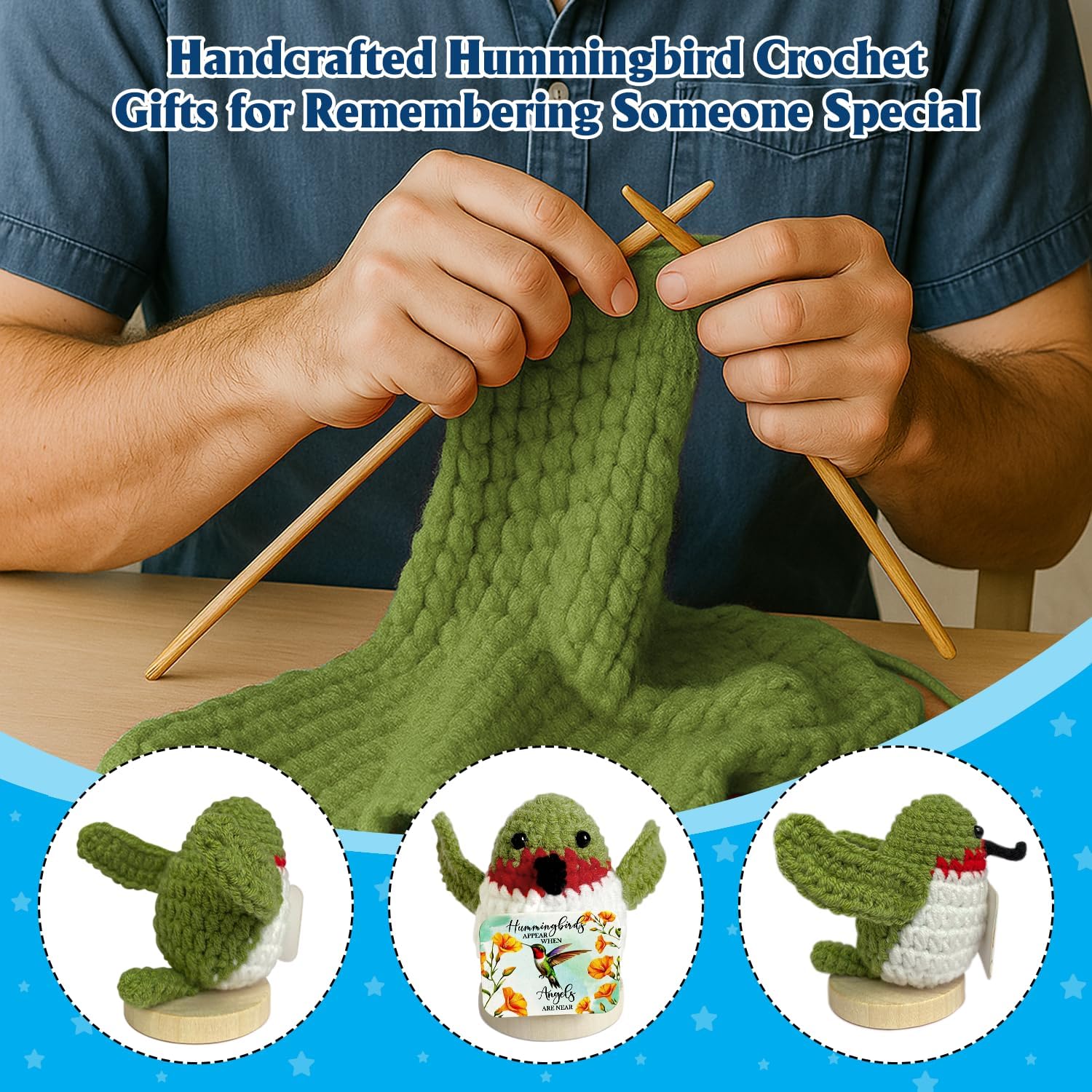 Memorial Crochet Hummingbird Doll, Handmade Crochet Stuff Hummingbird Decor, Sympathy Gifts for Loss of Loved One