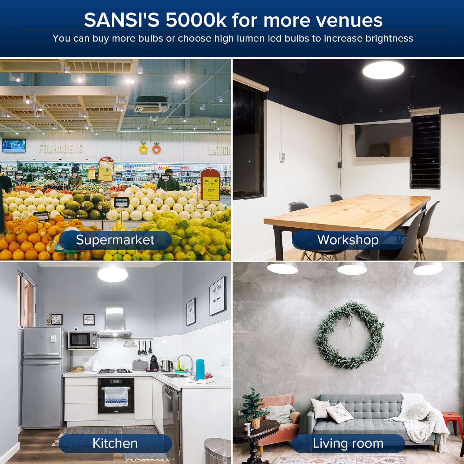 SANSI 350W Equivalent A21 LED Light Bulbs, 5500 Lumens 5000K Daylight Light Bulbs, Non-Dimmable E26 Bulb 200W Equivalent LED Light Bulb, 3000 Lumens Super Bright Light Bulb, 5000K Daylight