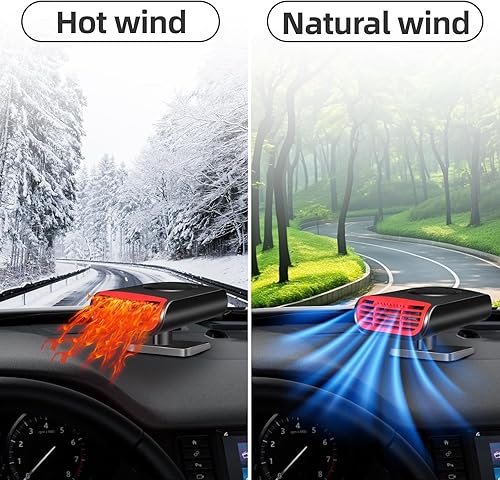 Miniatura 6 de Calentador de Coche, Calentador de Coche Portátil de 12V 150W de Calentamiento Rápido y Descongelador, Calentador y Ventilador Frío 2 en 1 que se