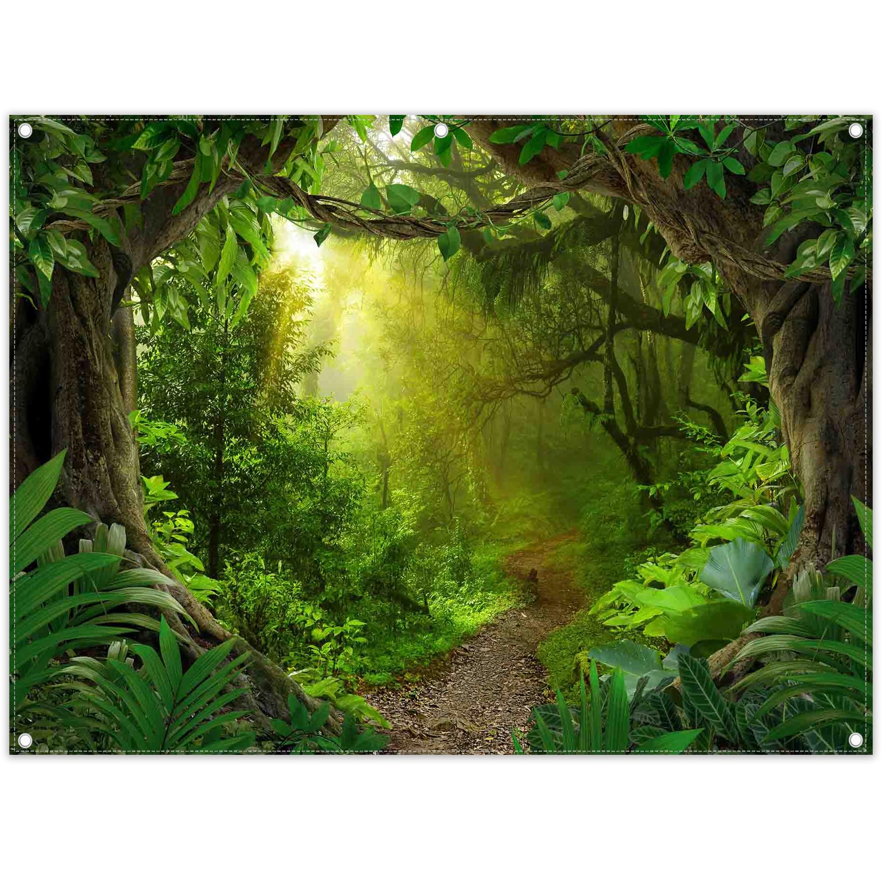 Luminora 2,4x1,8 m Hintergrund Dschungel tropisch Bäume Natur Fotografie | Polyester-Stoff, Wandbehang, Regenwald Hintergrund, Kinder Wildcamping Partyzubehör, Banner Dekorationen, Outdoor Fotokabine