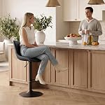 SAETSFEG Bar Stools Set of 2, Modern Swivel Counter Height Stools with Backrest,Adjustable Leather Bar Chairs, Upholstered Armless Kitchen Island Stool, Black