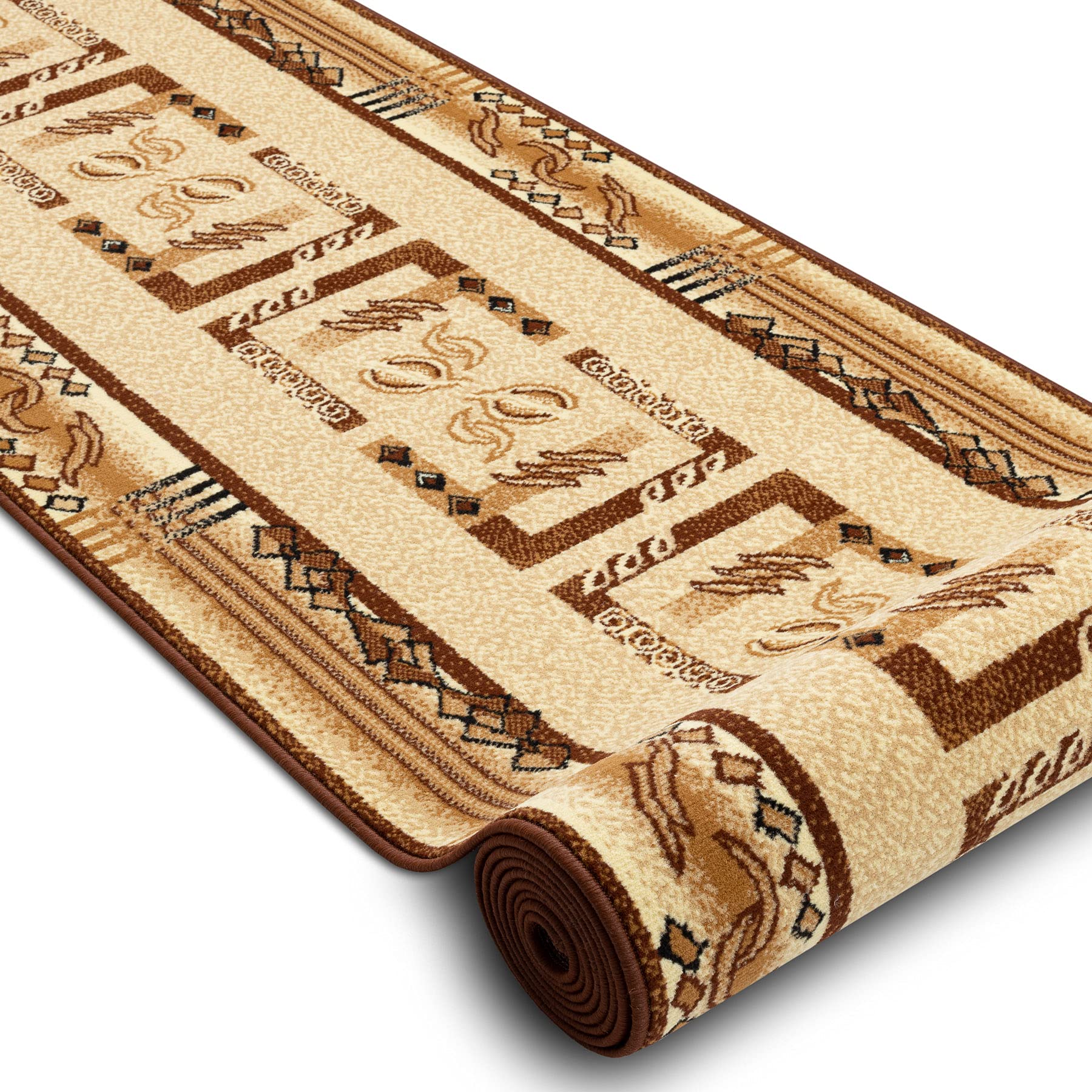 rugsx Tapis de Couloir BCF JAS pour la Cuisine, Le Hall, Le Couloir, l'entrée, Solide, Classique, Beige 90x400 cm