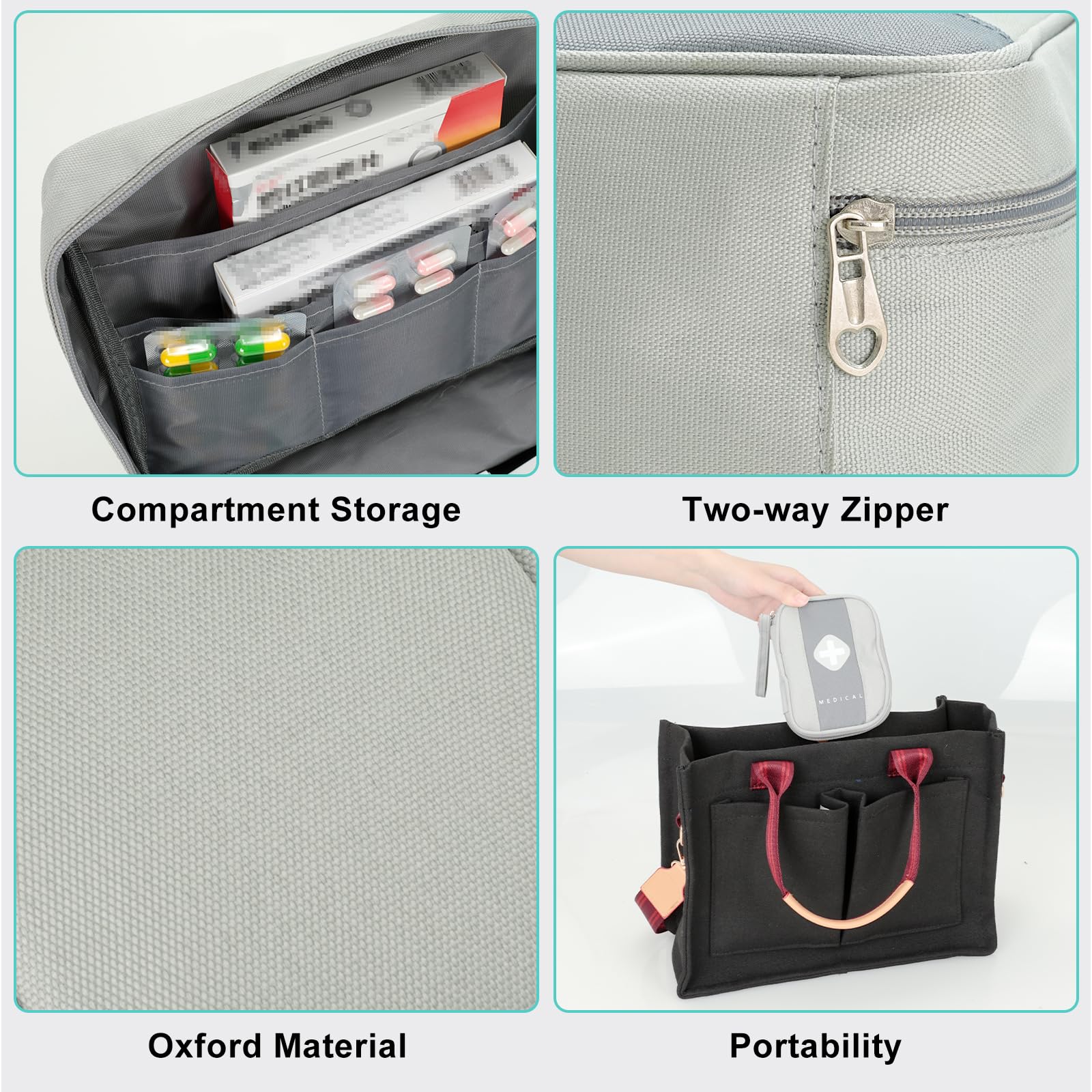 Romon Borsa Pronto Soccorso Viaggio, Impermeabile Kit di Pronto Soccorso Vuota, Alta capacità Borsa Medica Portatile Sportiva, Kit Medico Vuota per Viaggio Ufficio Casa All'aperto