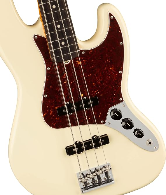 Fender American Professional II Jazz Bass - Olympic White Bundle with Deluxe Case, Instrument Cable, Tuner, Strings, Strap Blocks, Strap, and Austin Bazaar Instructional DVD