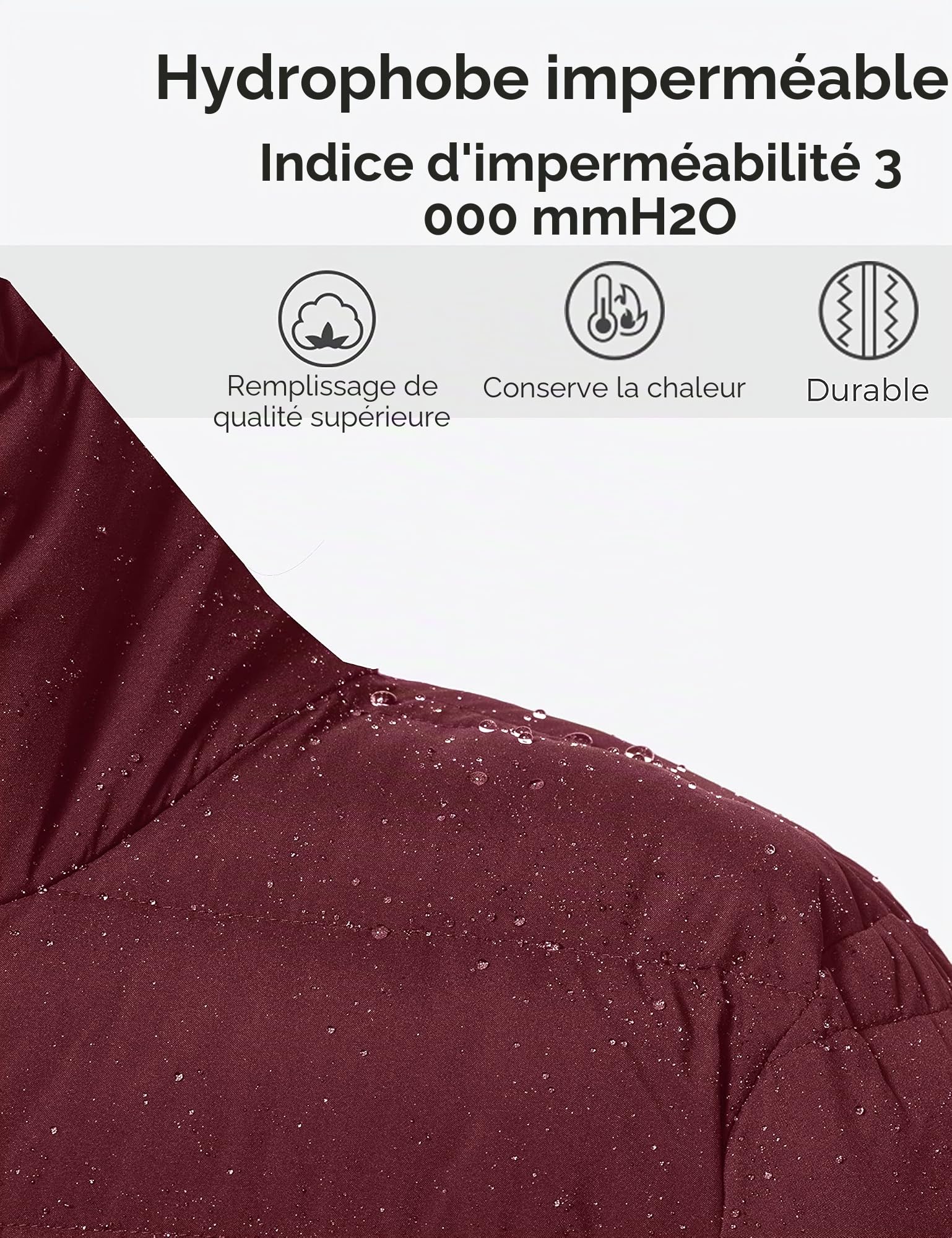Wantdo Veste d'Hiver pour Femme Parka Chaude Doudoune Léger Manteau | Coupe Coupe-vent,Imperméable,Poignets Côtelés,Poches à Boutons-Pression,Taille Ajustable,Capuche Amovible,Plein air