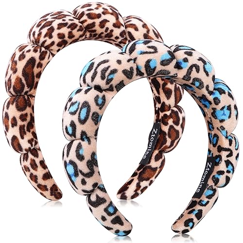 Miniatura 23 de Paquete de 2 diademas de spa de felpa para lavado facial para la eliminación de maquillaje, máscara (Rosa + Verde claro) Rosa + verde claro,Negro