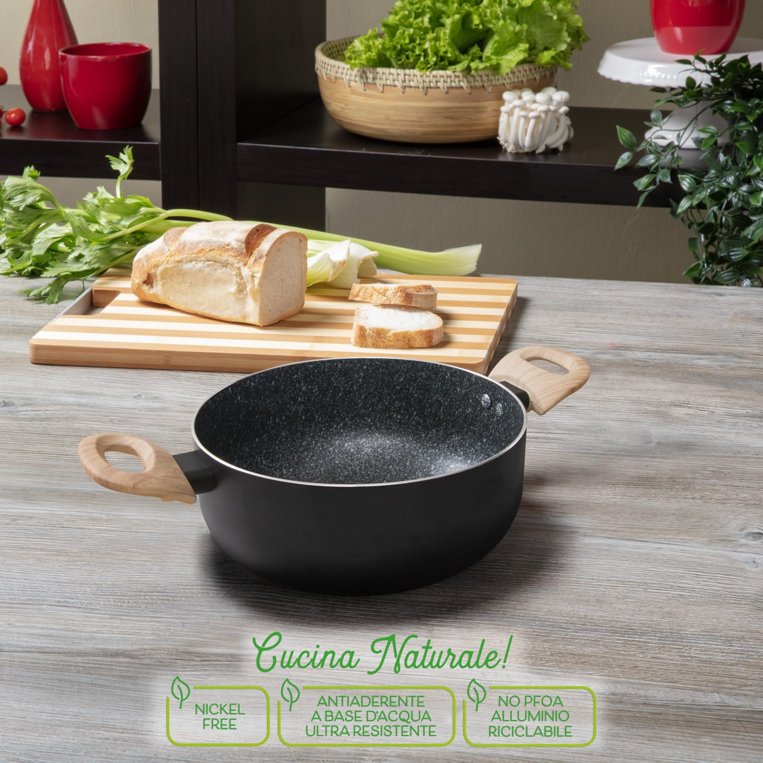 Casseruola in pietra nera Cm22, nero