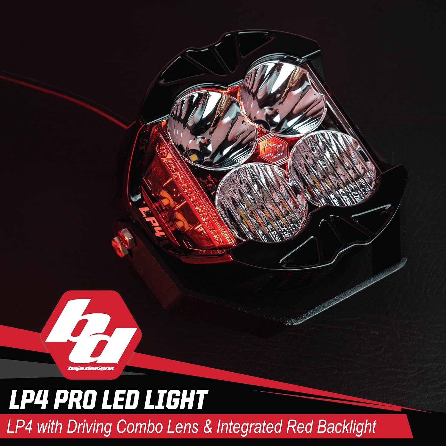 Baja Designs LP4 Pro LED Light Pod with Backlight - Universal Fit, Lifetime Protection (Driving/Combo; Red)