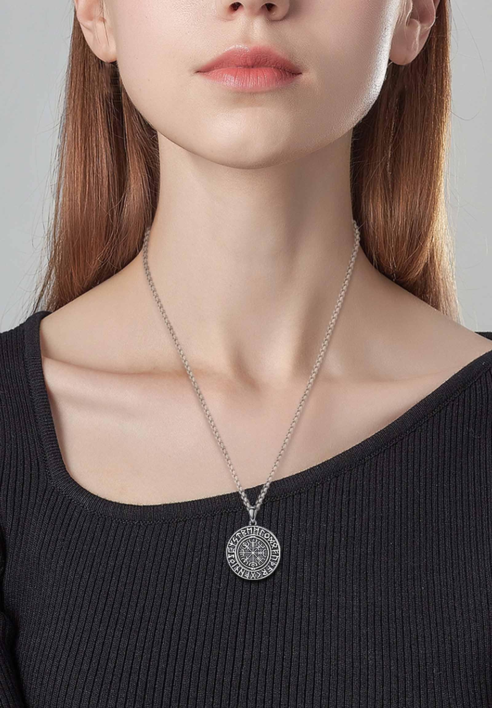AEONSLOVE Collana Lupo Vichingo Argento 925 per Uomo Donna, Ciondolo Rune Vichinghe/Albero della Vita Yggdrasil/Drago Vintage/Martello di Thor/Vegvisir, Gioielli Vichinghi Uomo