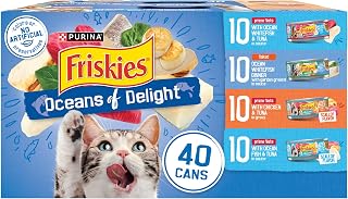 Purina Friskies Oceans of Delight Wet Cat Food Variety Pack, 40 x 5.5oz Cans - Prime Filets & Flaked Seafood in Gravy