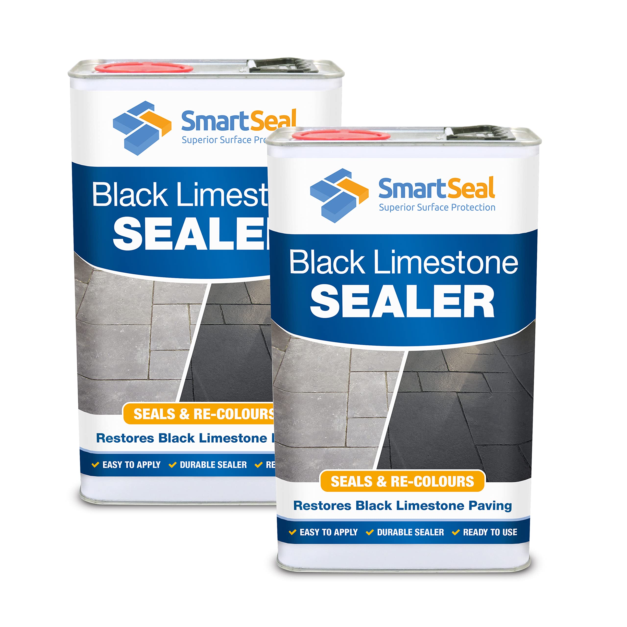 SmartSeal Black Limestone Sealer - 2 x 5L - Easy to Apply Black Limestone Patio Sealer. Colour Boosting Patio Sealant & Wet Look Natural Stone Sealant. Stone Restorer for Patios, Paths & Drives — image 1