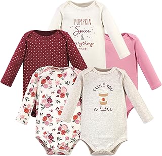 Hudson Baby Unisex Baby Cotton Long-Sleeve Bodysuits, Pumpkin Spice, 0-3 Months Price In India