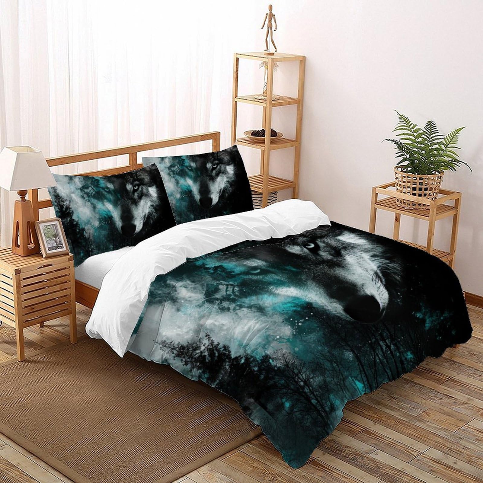 Housse de couette loup sauvage au design 3D haute définition pour parure de lit de luxe