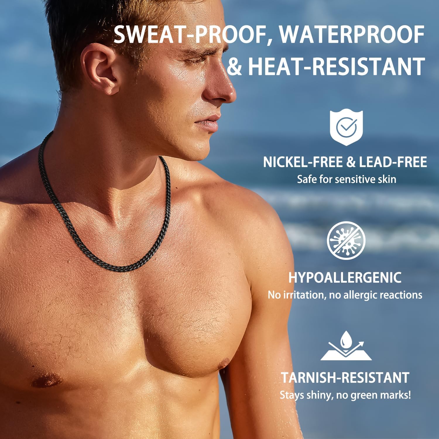 Jewlpire Silver/Black/Gold Chain for Men, Cuban Link Chain Necklace for Men Women, 4mm/6mm Mens Necklace 18K Gold Plated/316L Stainless Steel Mens Chains Necklaces 18/20/22/24/26 Inch - Image 2