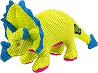 Vista 9 de goDog Juguete chirriante para perros con volantes de malla de doble guardia masticable, rojo, pequeño