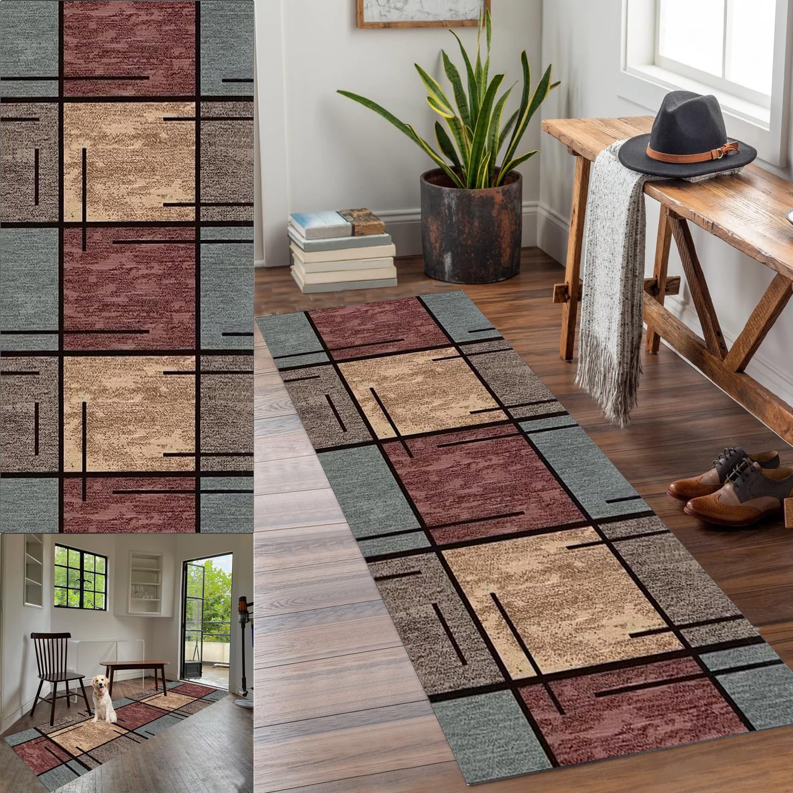 Lopers, vloerkleden voor hal, 60 x 400 cm, antislip tapijtlopers Lopers, vloerkleden voor hal, 60 x 400 cm, antislip tapijtlopers
