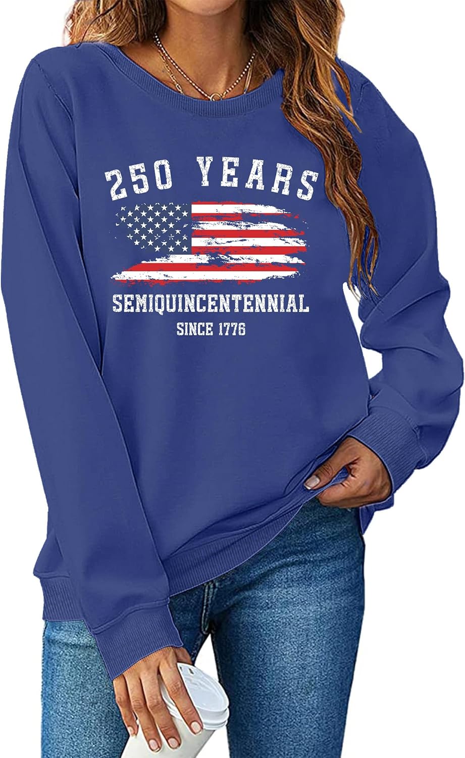LAZYCHILD USA Sweatshirt Women American Flag Shirt Patriotic TShirt Stars Stripes Pullover 4th of July Tee Tops