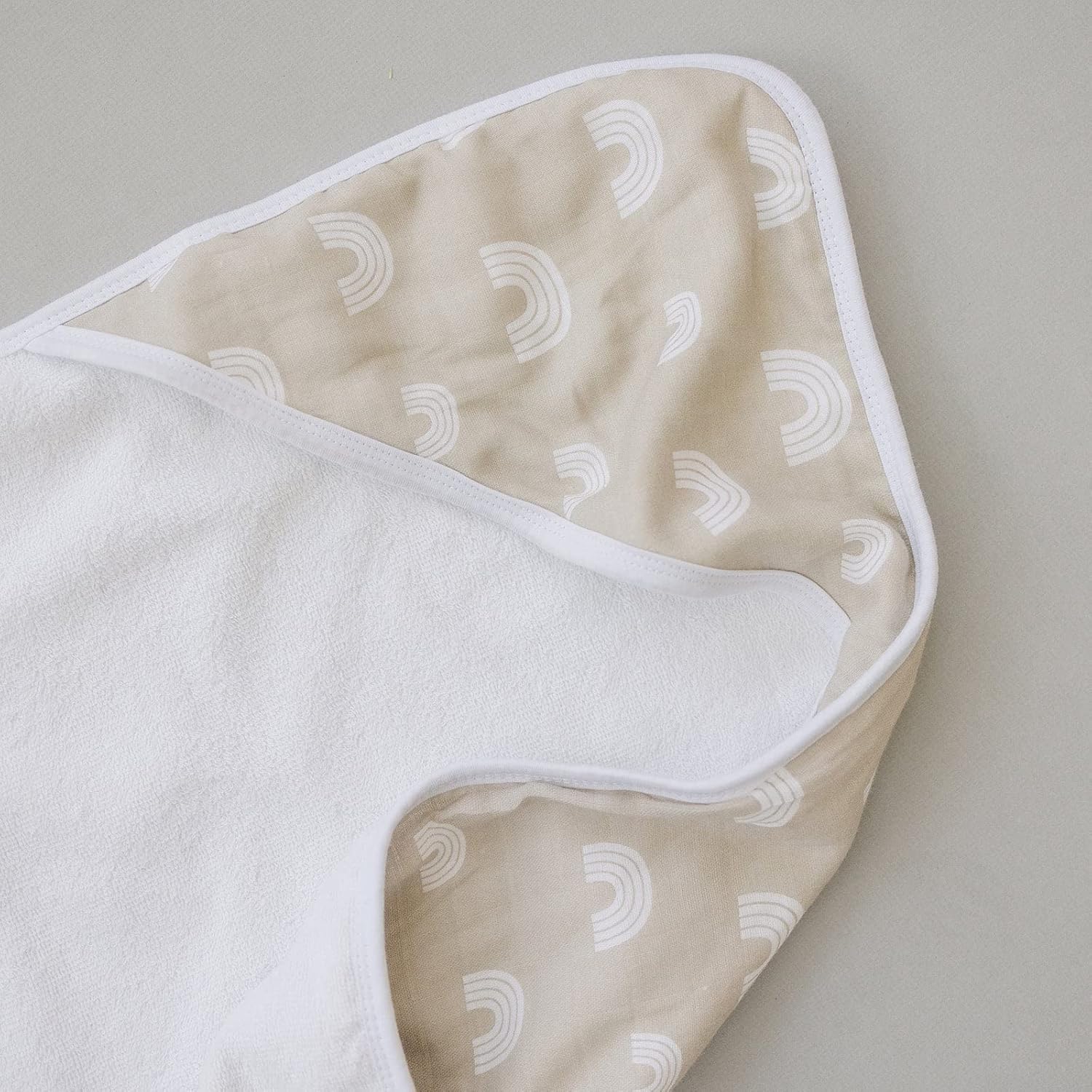 Mebie Baby Muslin Hooded Towel, Sand Rainbow, Cute Hooded Baby Bath Towel for Newborn, Infant & Toddler, Modern Baby Towels and Washcloths for Boy & Girl, Floral & Pattern Hooded Baby Towels
