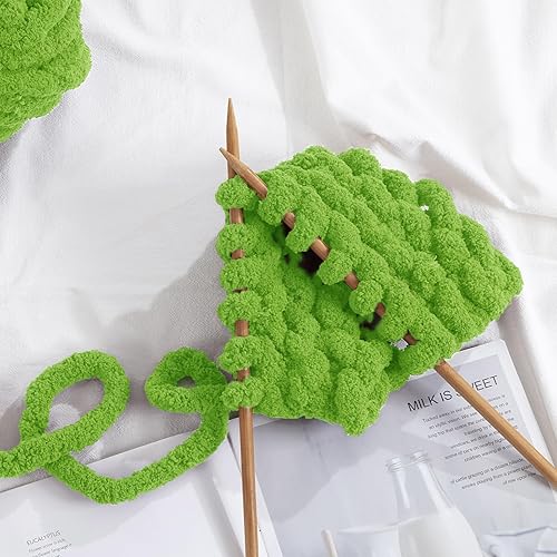 Vista 304 de HOMBYS Hilo de felpilla grueso y voluminoso para tejer a mano, hilo grueso y esponjoso para tejer a mano, hilo de felpa suave, paquete de 8