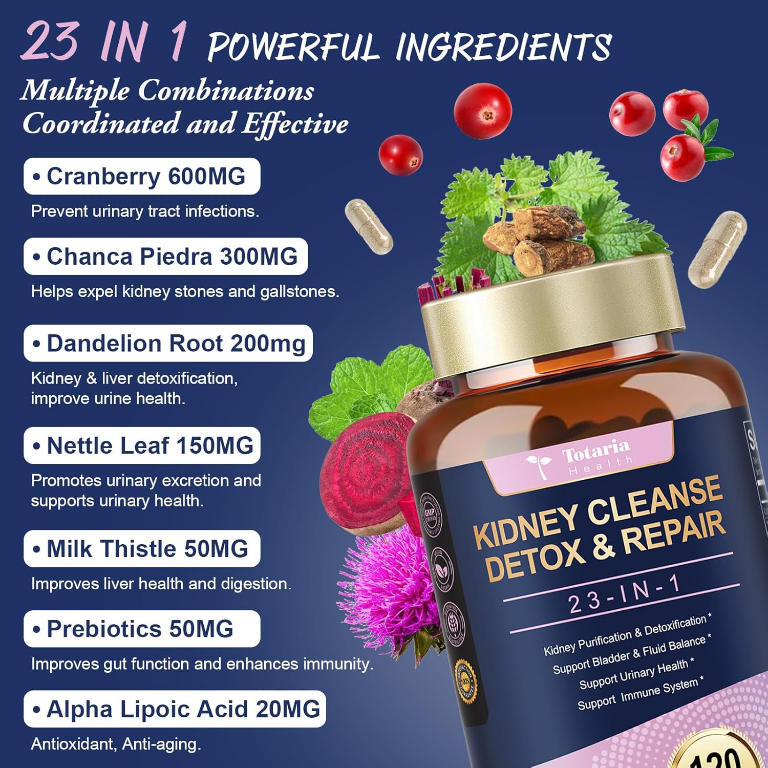 Kidney Cleanse Detox & Repair, Advanced Kidney Support Supplement - Cranberry & Chanca Piedra Pills for Bladder Control, Urinary Pain Relief, Cranberry Urinary Tract Health,... 4 Kidney Cleanse Detox & Repair, Advanced Kidney Support Supplement - Cranberry & Chanca Piedra Pills for Bladder Control, Urinary Pain Relief, Cranberry Urinary Tract Health,... - Image 2