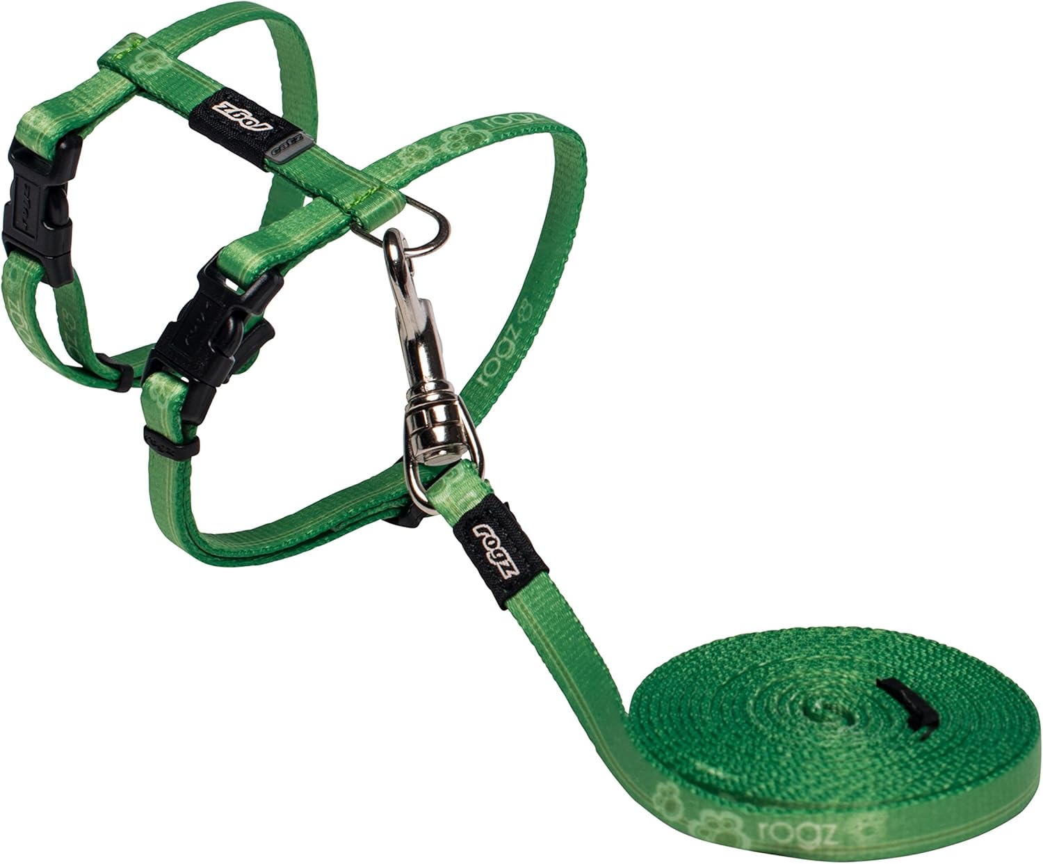 Rogz Catz KiddyCat Lead and Harness, Extra Small, Lime Paw