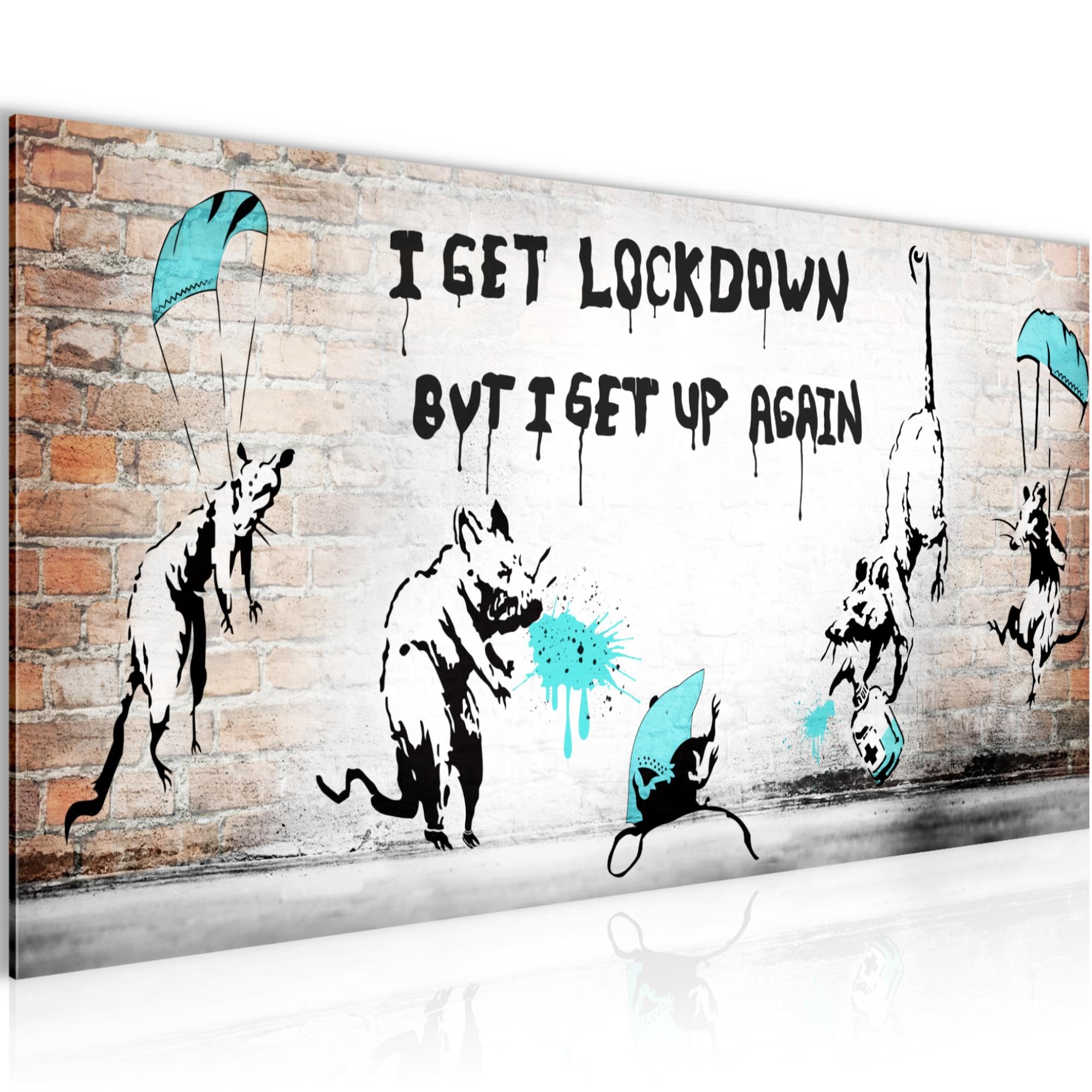 Tableau moderne salon street art Banksy toile non tissée décoration murale turquoise 041012a