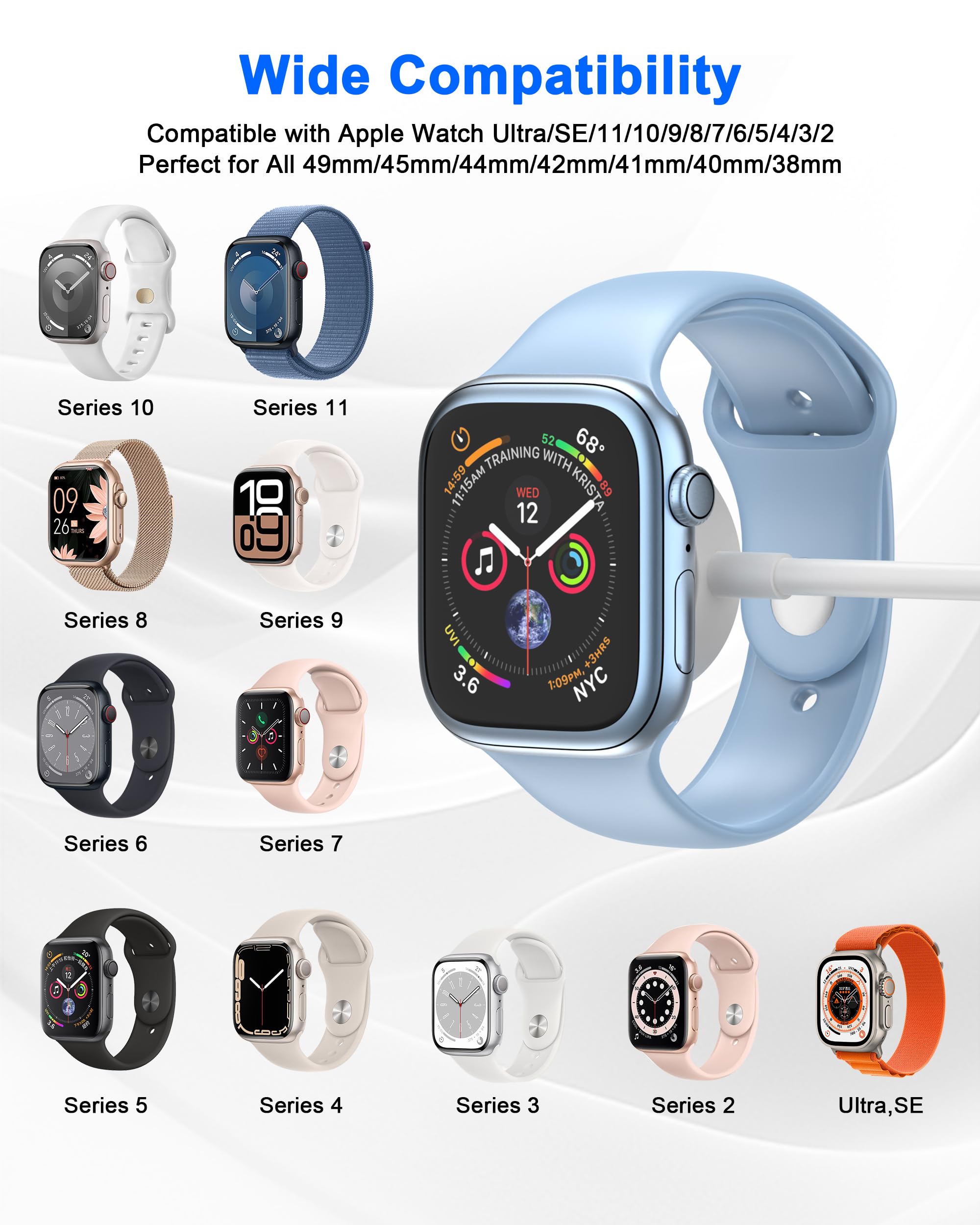 Cargador de Apple Watch de Carga rápida, Cable de Carga magnético USB C de