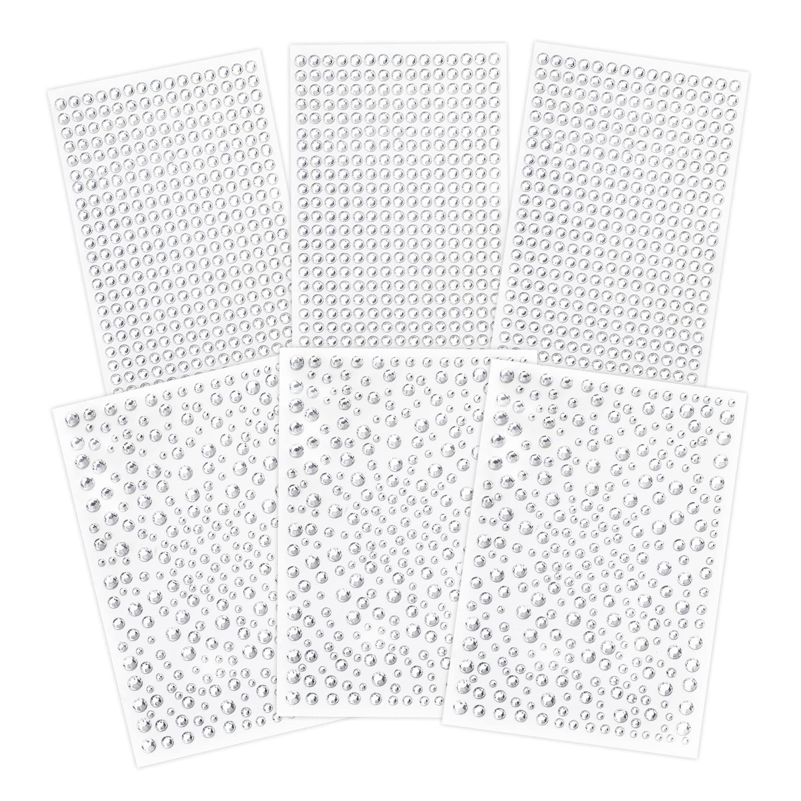 NIUBIER Clear Rhinestones Stickers, 2100pcs Self Adhesive Rhinestones for Face, Bling Jewel Stickers, Crystal Gem Stickers for Crafts, Makeup, Face, Hair, Assorted Size