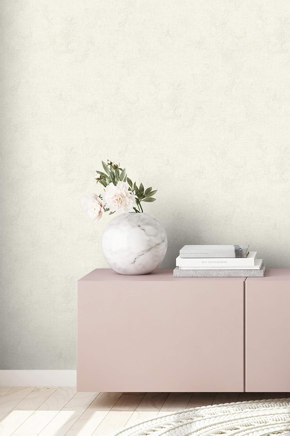 Livingwalls Plain Wallpaper Uni New Walls A.S. Création Non-Woven Wallpaper 10.05 m x 0.53 m Creme Made in Germany 374311 37431-1