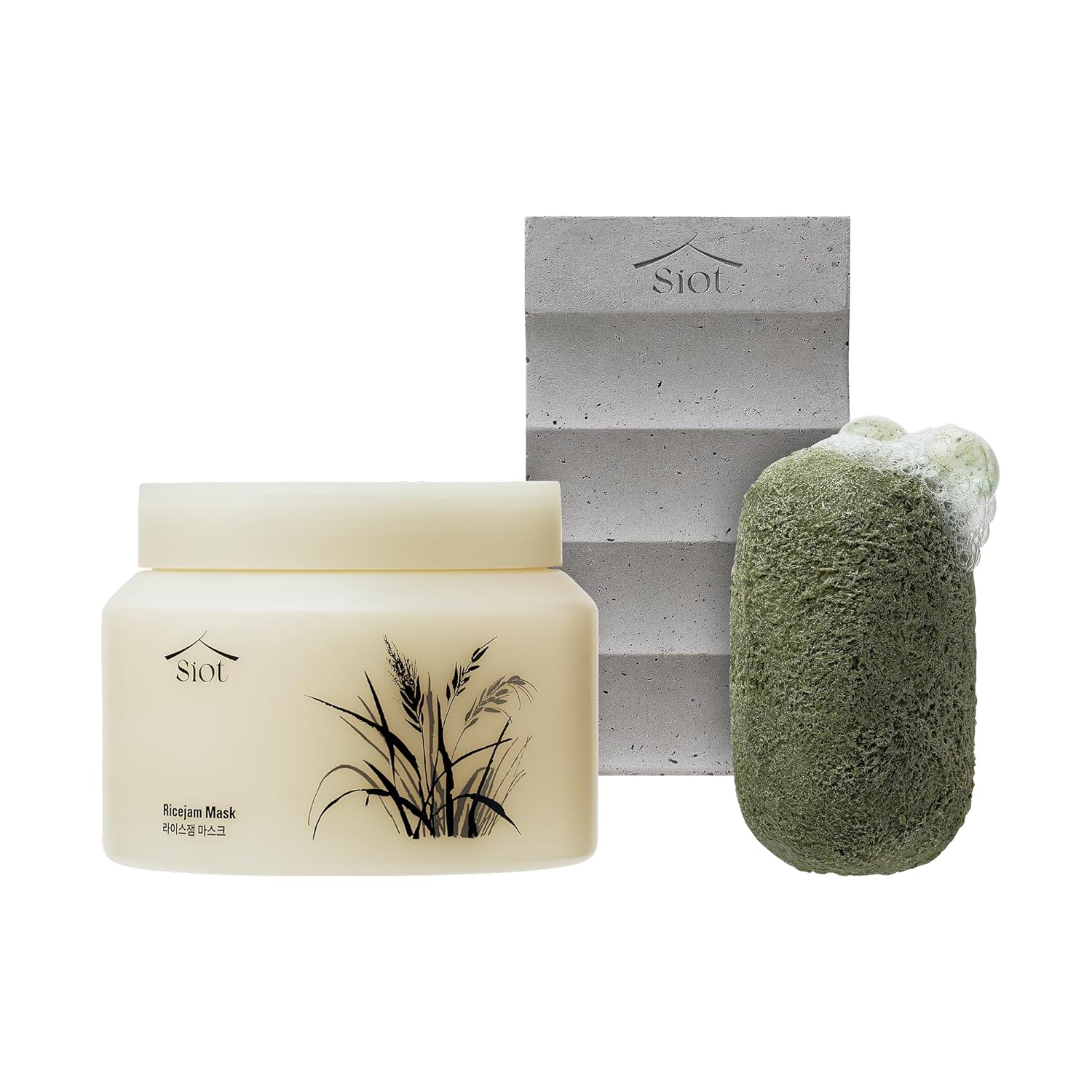 SIOT Korean Skincare Bundle – Rice Mask, Herbal Facial Soap & Soap Dish | Complete Set for Gentle Cleansing, Hydration & Eco-Friendly Skincare