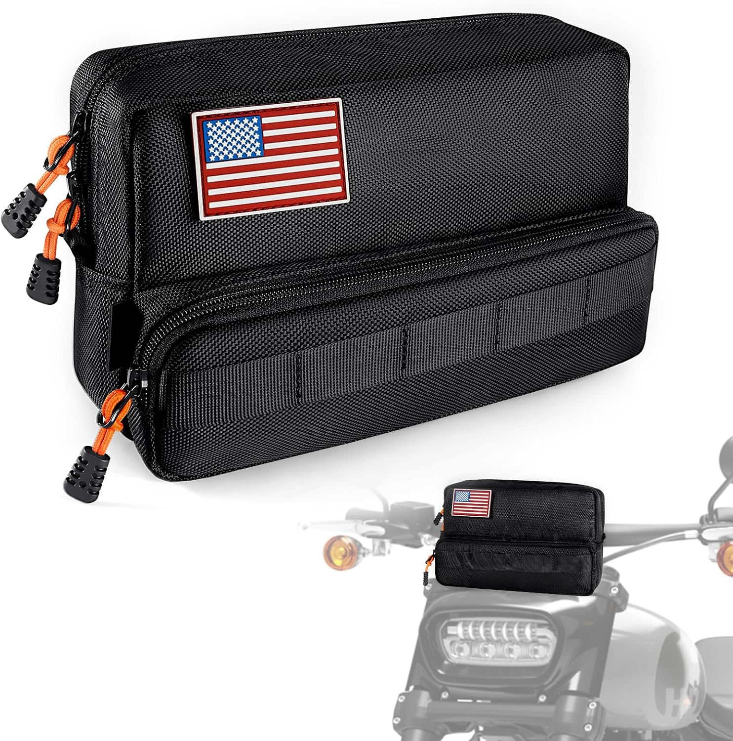 Benlari Motorcycle Handlebar Bag, Upgraded Dirtbike Handlebar Bag, Universal Tool Bag, Bicycle Front Storage Bag, Sissy Bar Bag, Compatible with Cruiser Softail Dyna Sportsters