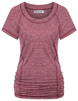 Ninedaily Womens Workout Top Running Yoga Shirt Summer Short Sleeve Casual Tunic