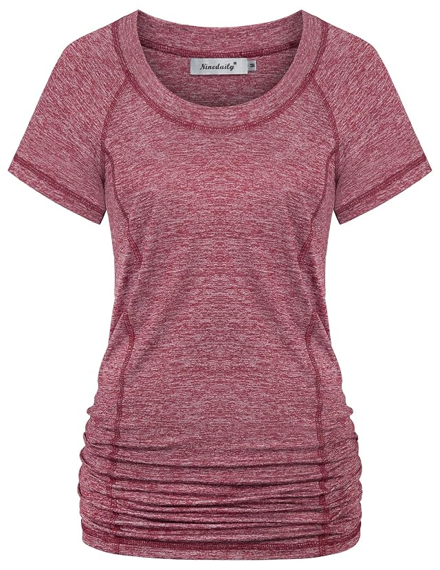 Ninedaily Womens Workout Top Running Yoga Shirt Summer Short Sleeve Casual Tunic