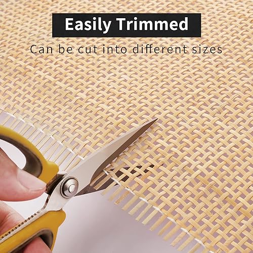 Miniatura 3 de Cincha cuadrada de caña de 14 pulgadas de ancho, 3.3 pies, rollo de cincha de ratán natural para proyectos de enlatado, caña de malla tejida para