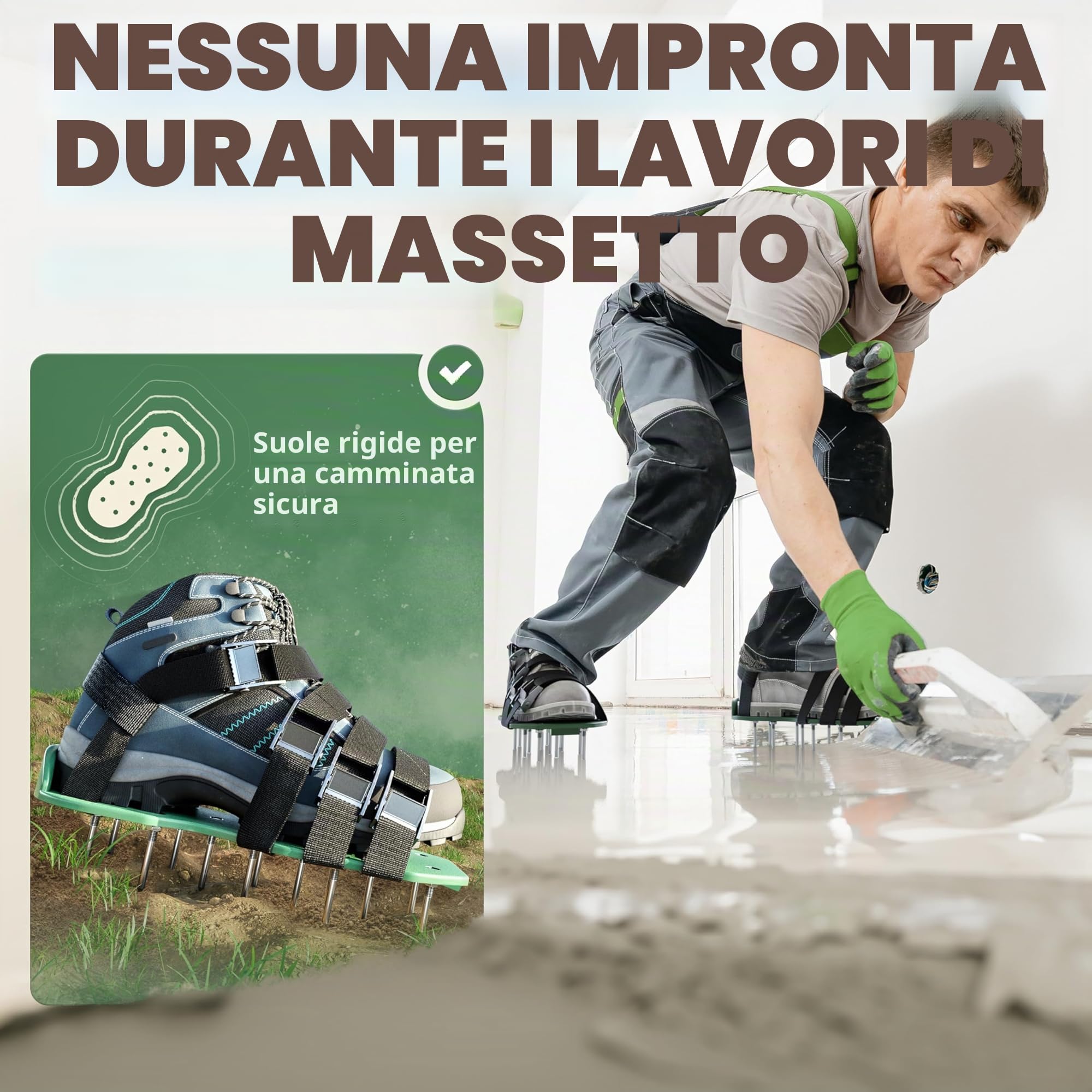 LAINFELD Aeratore per prato | Scarpe per unghie con chiodi corti e lunghi | Aeratore per prato con 4 cinghie | scarificatore per prati | Aerifizzatori scarpe da giardino