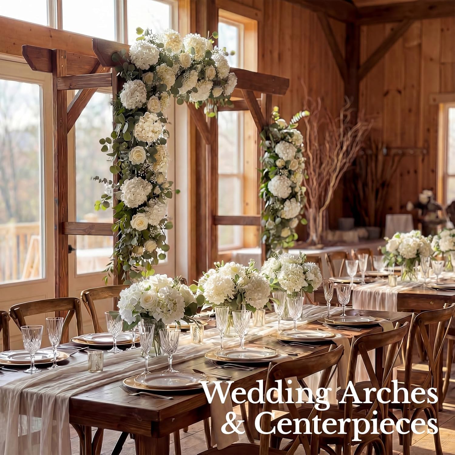 65PCS Hydrangea Artificial Flowers with Stronger Bendable Stems, Premium Silk Faux Hydrangea Flowers Bulk for DIY Wedding, Arches, Baby Showers & Large Event Decor(Ivory)