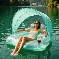 Saltea gonflabilă pentru înot Float Joy pentru adulți, cu 2 suporturi pentru pahare, insulă plutitoare pentru piscină, jucărie acvatică 1