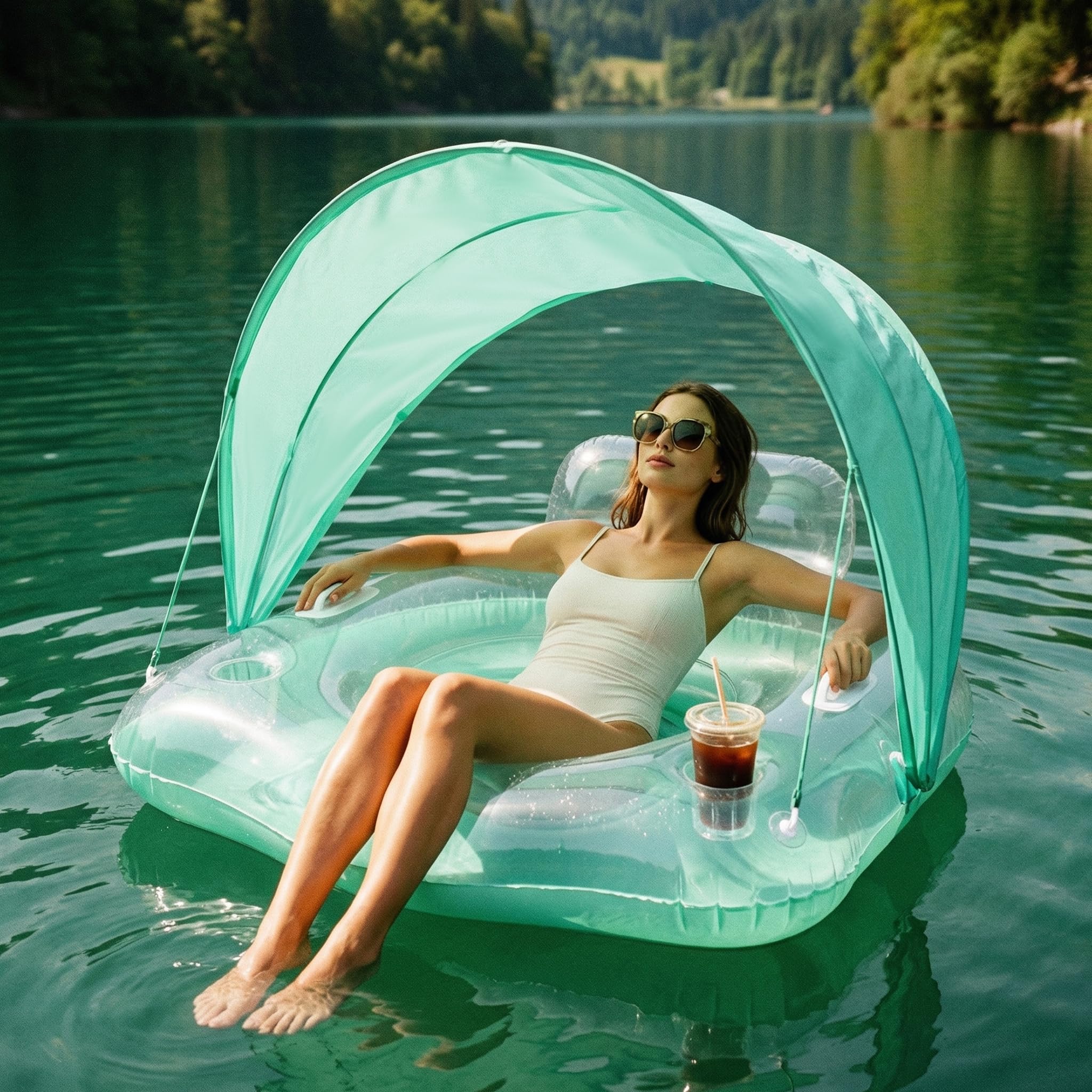 Float Joy Colchoneta Piscina Hinchables para Piscina Flotadores Adultos 105 x 105cm Sillon Hinchable Hamaca inchables Piscina Tumbona