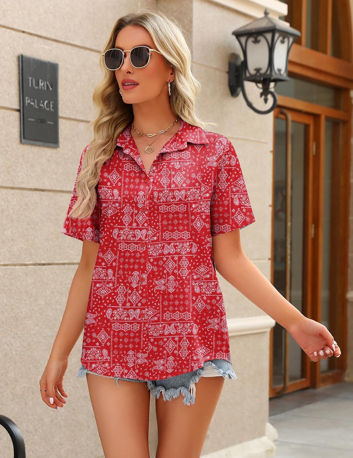 Zeagoo Women Linen Button Down Shirts Short Sleeve Blouse Business Casual Tops Dressy Summer Outfits - Image 9