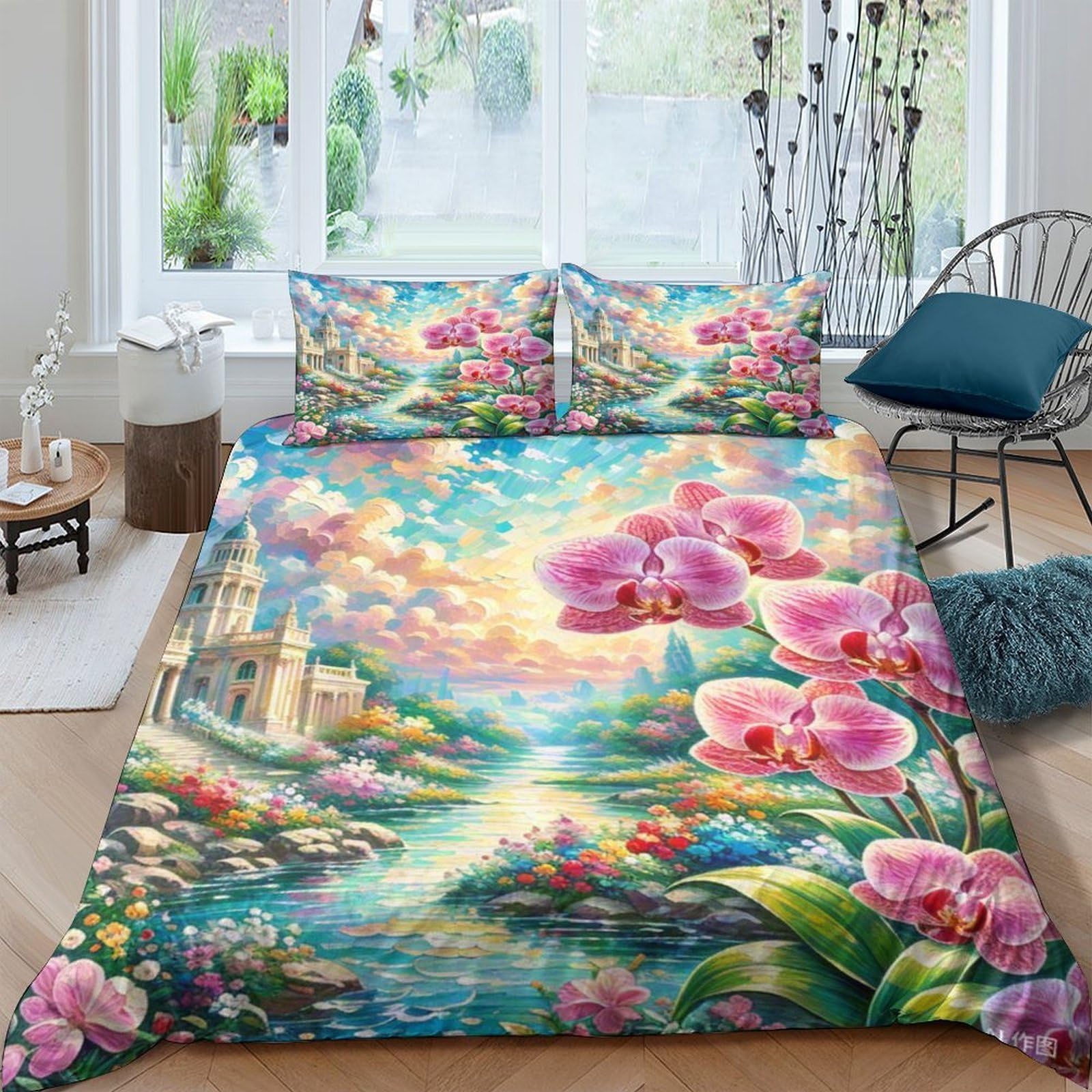 Housse de couette 3D orchidée pour illuminer la chambre des ados