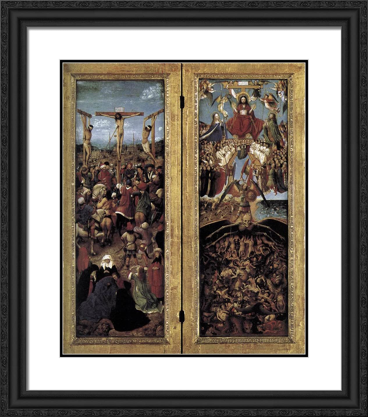 ArtDirect Van Eyck, Jan 20x22 Gold Ornate Framed Art Print with Double Matting Titled: The Last Judgment