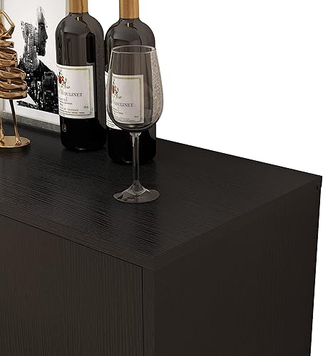 Miniatura 9 de Panana Gabinete de almacenamiento de 2 puertas para cocina, comedor, sala de estar, pasillo, oficina (negro) Negro