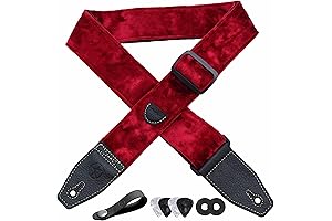Guitar Strap Heavenly Velvet with Leather End and Accessories