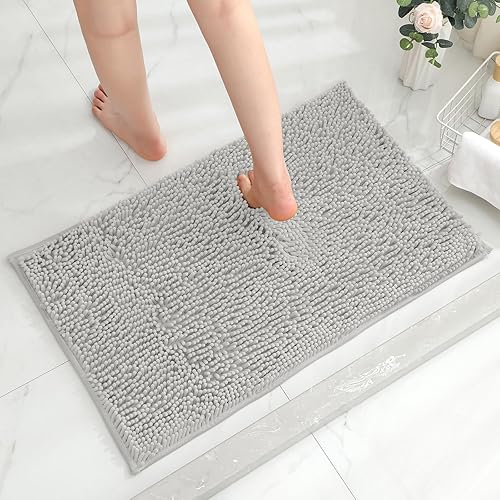 Gibelle Juego de 2 tapetes de baño de felpilla de lujo, extra suaves, gruesos, absorbentes, peludos, antideslizantes, se pueden lavar y secar a
